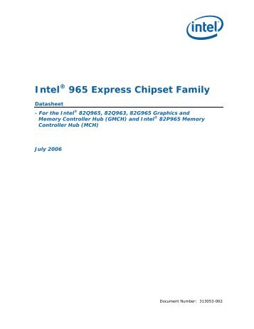 Intel® 965 Express Chipset Family Datasheet