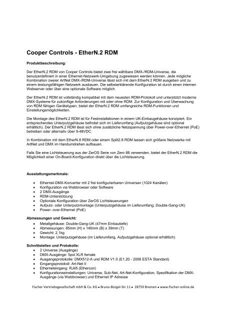 Cooper Controls - EtherN.8 RDM - Fischer Vertriebsgesellschaft