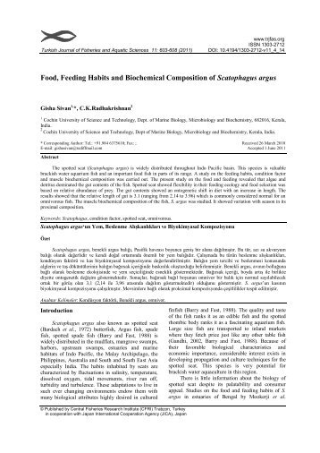Food, Feeding Habits and Biochemical Composition of Scatophagus ...