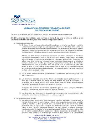 norma oficial mexicana para instalaciones elÃ©ctricas en ... - AquÃ¡tica