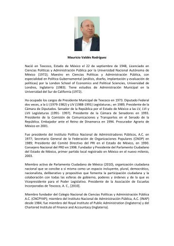 Mauricio Valdés Rodríguez Nació en Texcoco, Estado de ... - Inap