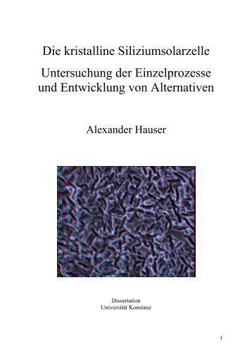 Die kristalline Siliziumsolarzelle - KOPS - Universität Konstanz