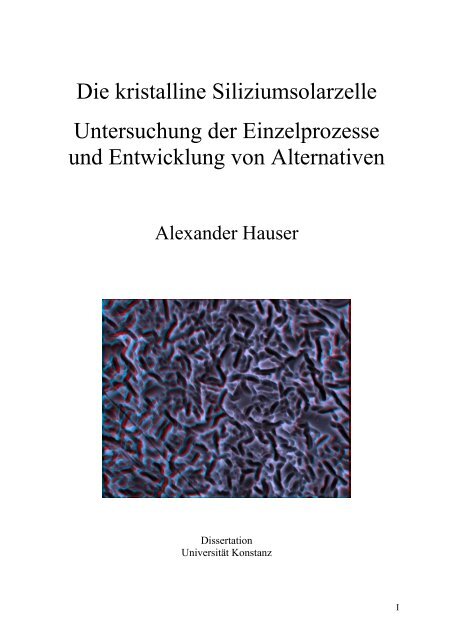 Die kristalline Siliziumsolarzelle - KOPS - Universität Konstanz