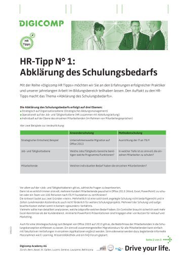 HR-Tipp NÂ° 1: AbklÃ¤rung des Schulungsbedarfs - Digicomp