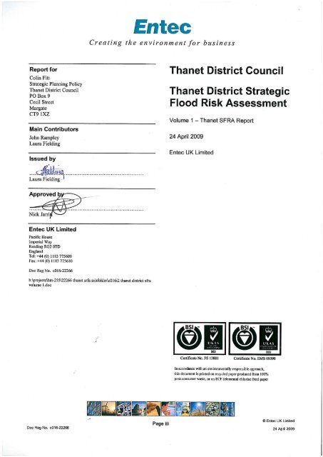 Strategic Flood Risk Assessment Report Volume 1 - Thanet District ...