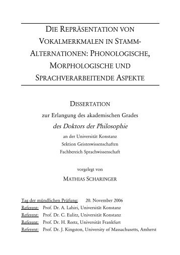 1.5 Vowel alternations in German - KOPS - Universität Konstanz