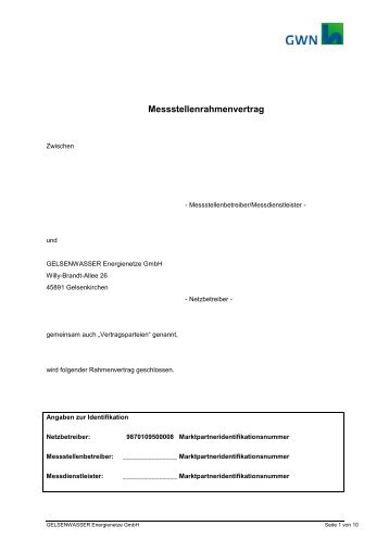 Messstellenrahmenvertrag - GELSENWASSER Energienetze GmbH