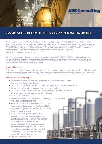 asme sec viii div 1: 2013 classroom training - ABS Consulting