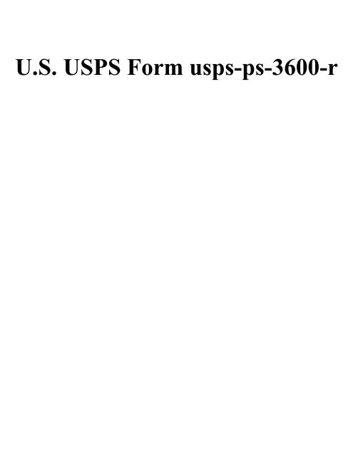 U.S. USPS Form usps-ps-3600-r