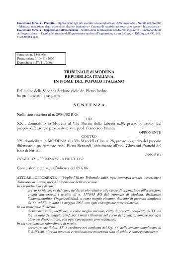 TRIBUNALE di MODENA REPUBBLICA ITALIANA IN NOME DEL ...