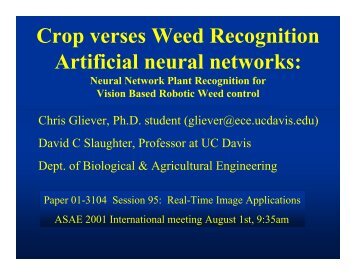 Weed recognition and spraying using a ZISC neural ... - CogniMem