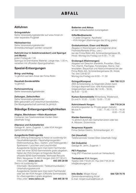 Dorfblatt 87 - Gemeinde Hirzel