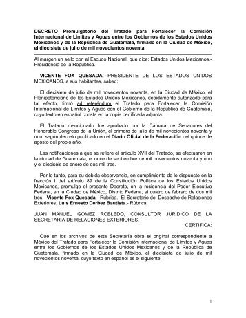 tratado para fortalecer la comision internacional de limites aguas