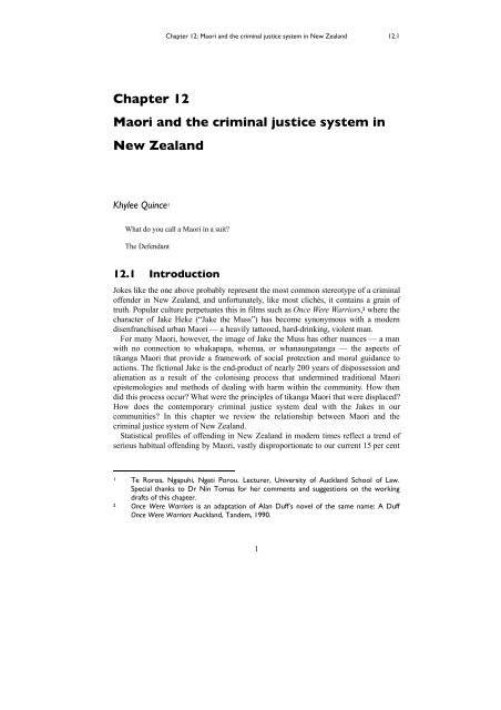 QUINCE, K "MÄori and the Criminal Justice System in New Zealand"