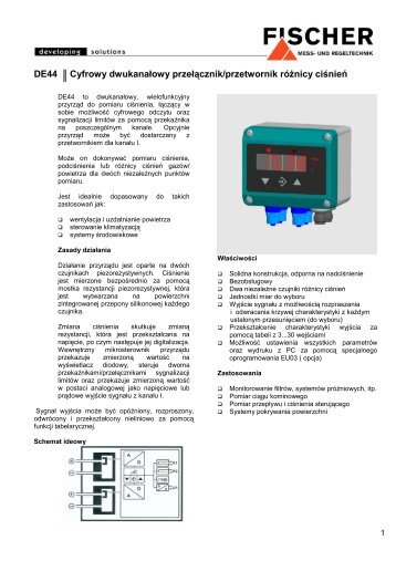 DE44 - Cyfrowy przetwornik rÃ³Å¼nicy ciÅnieÅ dla gazÃ³w neutralnych ...