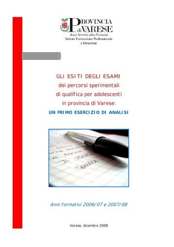 Report provinciale esami di qualifica DDIF 2006/07 e 2007/08