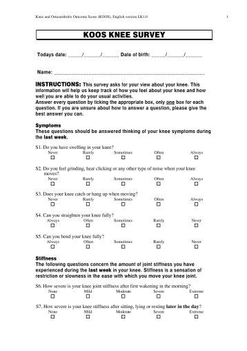 Oxford Knee Score - Orthopaedic Scores