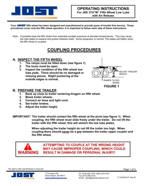 Operation Instructions with Air Release - JOST International