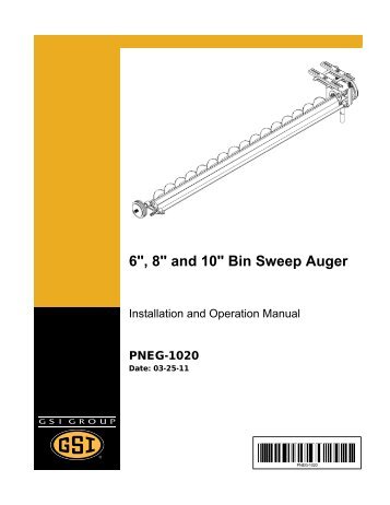 PNEG-1020 - 6", 8" and 10" Bin Sweep Auger - GRAIN SYSTEMS INC.