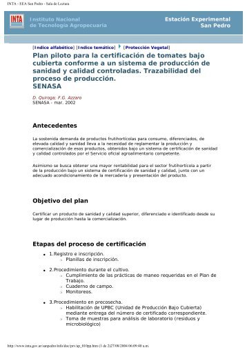 Plan piloto para la certificaciÃ³n de tomates bajo cubierta conforme a ...