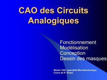 1. Les composants et circuits en Microélectronique - Free