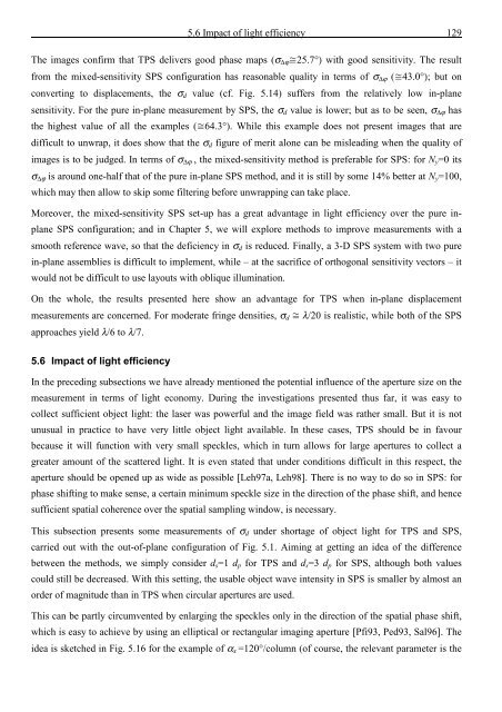 Application and Optimisation of the Spatial Phase Shifting ...