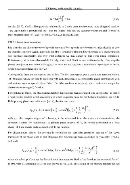 Application and Optimisation of the Spatial Phase Shifting ...