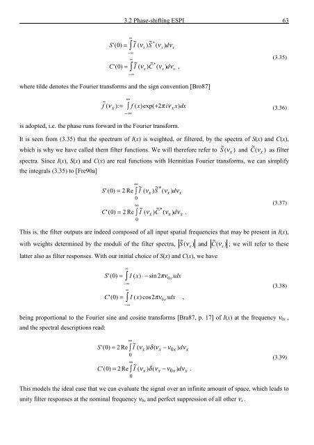 Application and Optimisation of the Spatial Phase Shifting ...