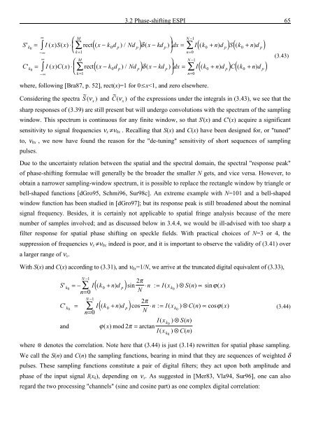 Application and Optimisation of the Spatial Phase Shifting ...