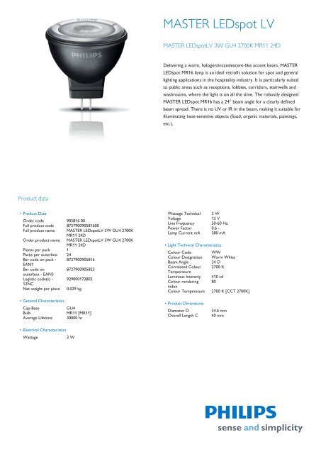 MASTER LED 3W GU4 MR11 LED Lighting from LEDVISTA