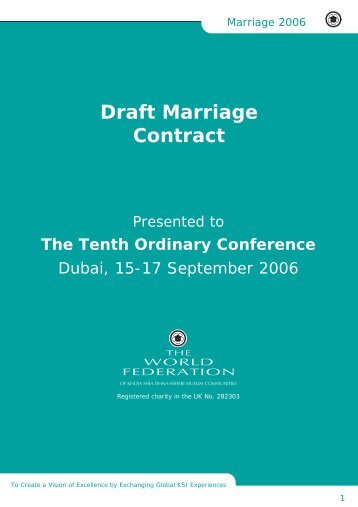 Draft Marriage Contract - The World Federation of KSIMC