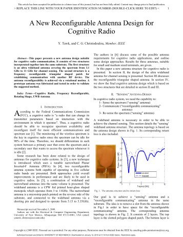 A New Reconfigurable Antenna Design for ... - Cosmiacpubs.org