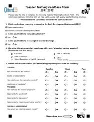 Teacher Training Feedback Form 2011/2012