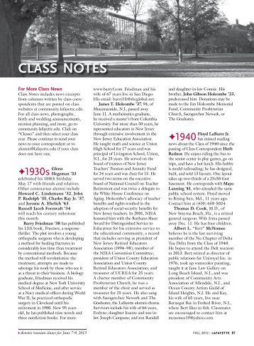 Class Notes PDF - Lafayette Magazine - Lafayette College