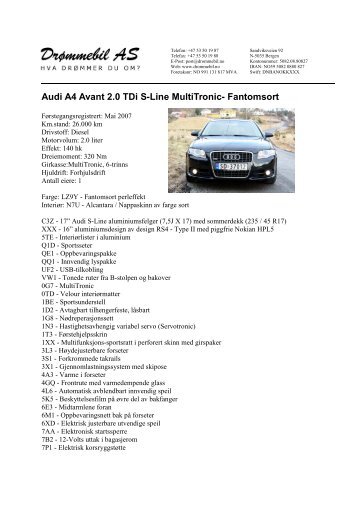 Audi A4 Avant 2.0 TDi S-Line MultiTronic- Fantomsort