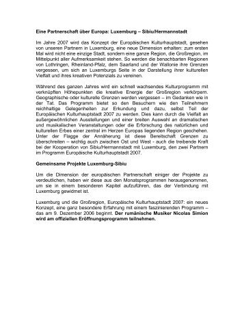 A Partnership Across Europe: Luxembourg – Sibiu