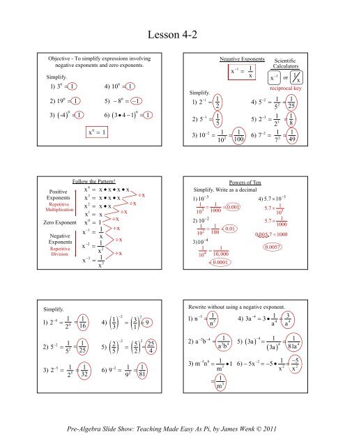 4 2 Integer Exponents Math Slide Show 4 2 Integer Exponents Math Slide Show