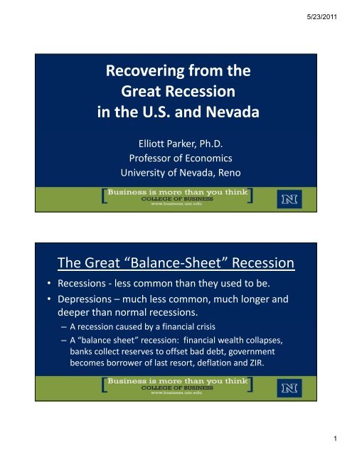 Recovering from the Great Recession in the U.S. and Nevada