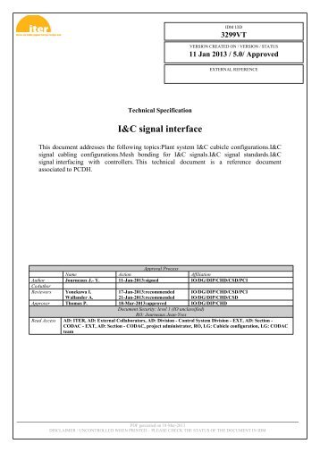 I&C signal interface - Iter