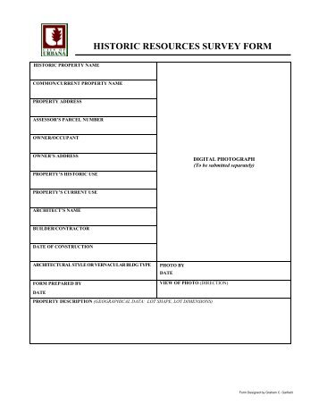 HISTORIC RESOURCES SURVEY FORM