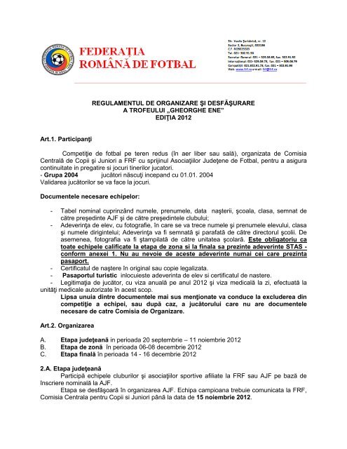 Regulament Juniori Gheorghe Ene - FRF-AJF.ro