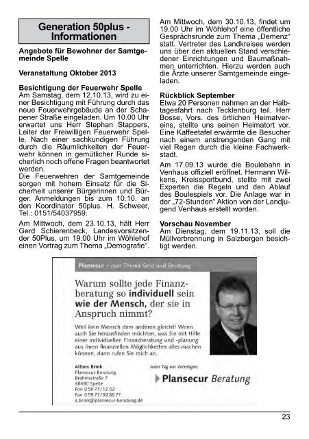 Oktober 2013 - Wir sind Spelle