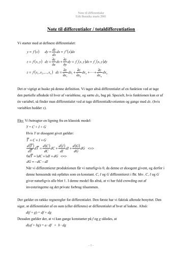 Note til differentialer / totaldifferentiation - bennike.org