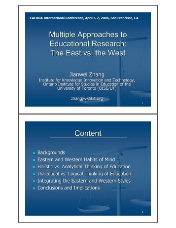 Multiple Approaches to Educational Research: The East vs. the West ...