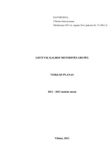 LIETUVIŲ KALBOS METODINĖS GRUPĖS VEIKLOS PLANAS 2011 ...