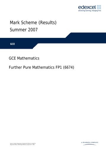 Mark Scheme (Results) Summer 2007 - Edexcel