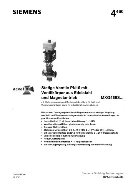 Stetige Ventile PN16 mit Ventilkörper aus Edelstahl und ...