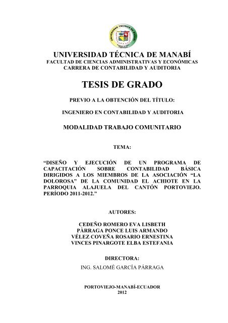 Tesis De Grado Repositorio Utm Universidad Ta C Cnica De Manaba