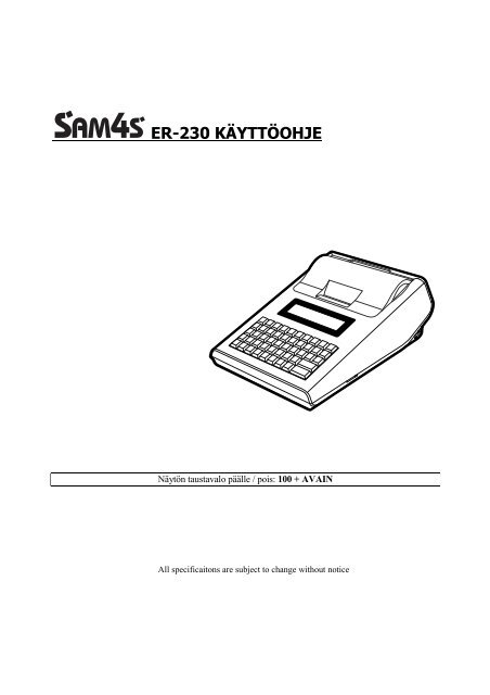 ER-230 KÃ¤yttÃ¶ohje - Kassatiimi