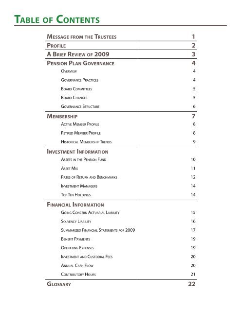 2009 Annual Report - IWA Forest Industry Pension Plan